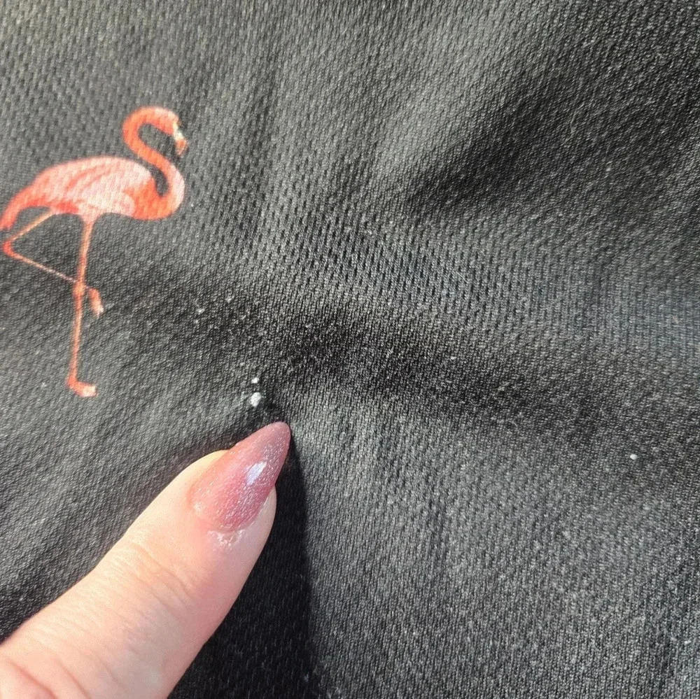 Mens golf Activewear black pink flamingo polo - Picture 4 of 11